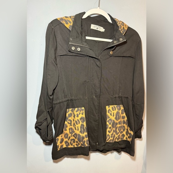 Crazy Train Black and Brown Utility Jacket with Leopard Accents, medium - Picture 2 of 5
